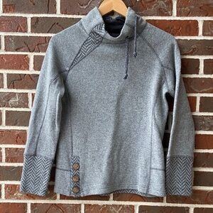 Prana Heather Gray Turtleneck Sweater with Button Detail